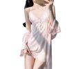 1011 Spring and Autumn New Sexy Silk with Chest Pad Suspender Nightdress Nightgown Set Women's Pajamas Thin Homewear