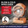 New Outdoor Camping Fan 6000mAh Automatic Oscillating Head Ceiling Fan 3-speed LED Night Light 100-speed Wind Charge Your Phone