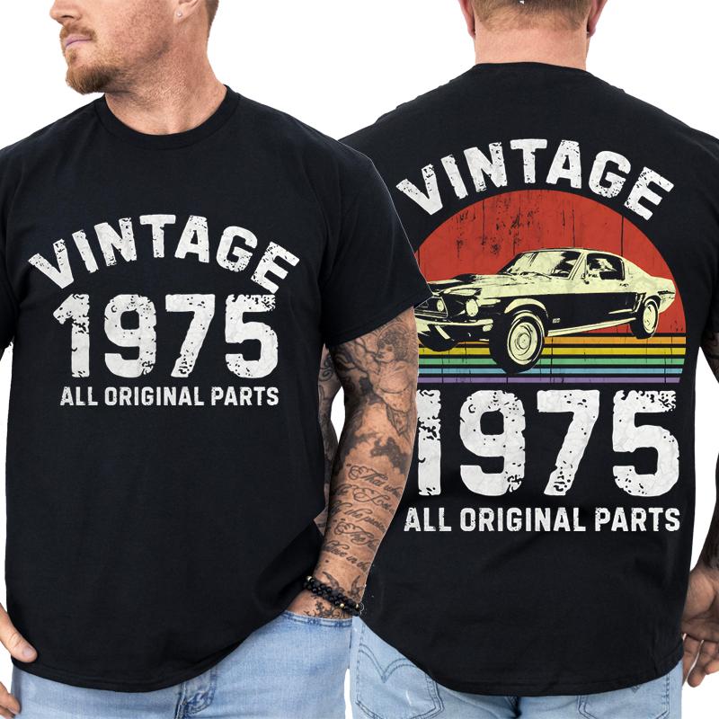 Classic Vintage 1975 All Original Parts Tshirt Men Short Sleeve Birthday Gift T Shirt Casual T-shirt Soft Tee Tops Dad Clothing