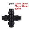 1Pc PVC PE Tube Tap Water Splitter 20/25/32/40/50mm Plastic Quick Valve Joint Agriculture Irrigation Water Pipe Fittings Black