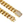 6/8/10/12/14mm Iced Out CZ Spring Clasp Cuban Link Chain Bracelet 18K Gold Plated Stainless Steel Bracelet for Men