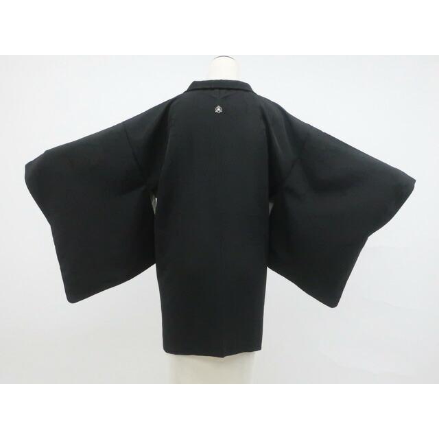 Recycled kimono, black haori, one crest, arabesque pattern, haori with strings, sold separately, pure silk, kimono, in good condition, body