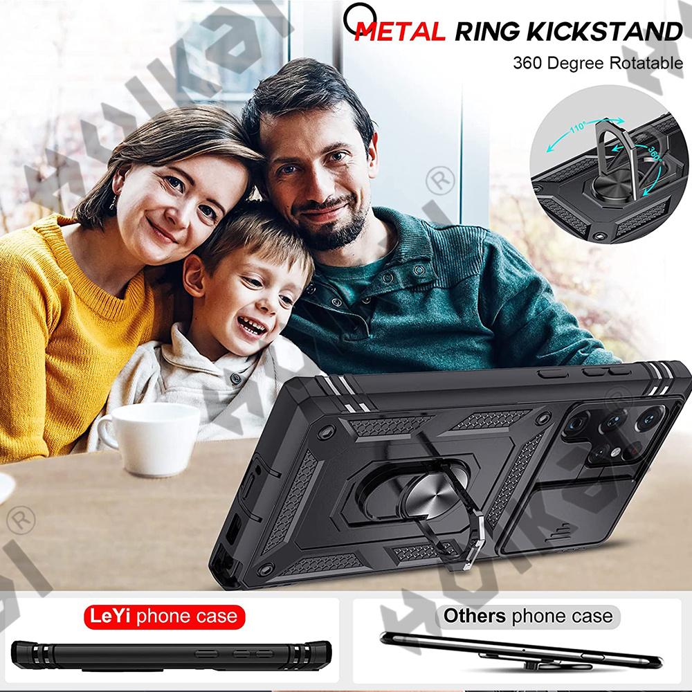 Fodral för Samsung S23 S22 S21 S20 Fe Note 20 Ultra Plus A53 A33 A52s A52 A32 5g Heavy Duty med kamera 360 graders Kickstand Cover