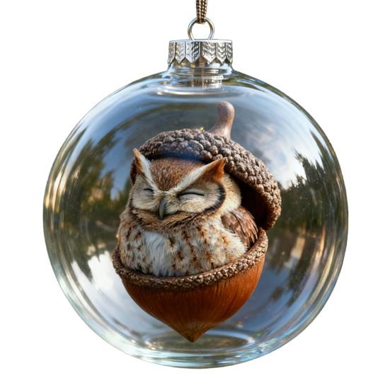 

Forest Animal Acorn Clear Ball Ornaments Plastic Christmas Hanging Ball with Cozy Pine Cone Animal for Winter Xmas Tree Decor A