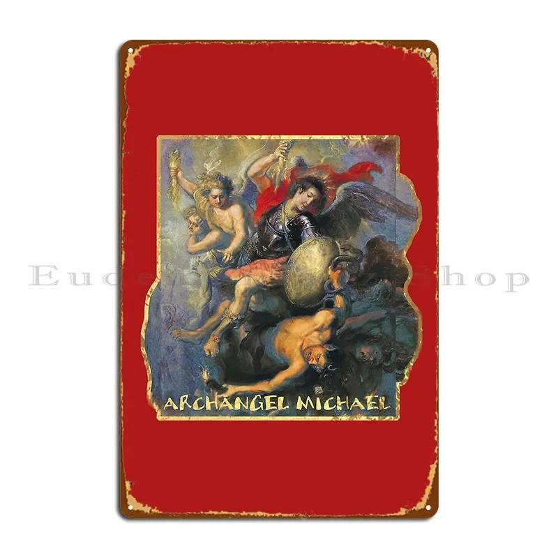 Archangel Michael Defeating Demons Metal Signs Wall Cave Pub Custom Plates Pub Tin Sign Poster 20x30cm（7.8x11.8inch）