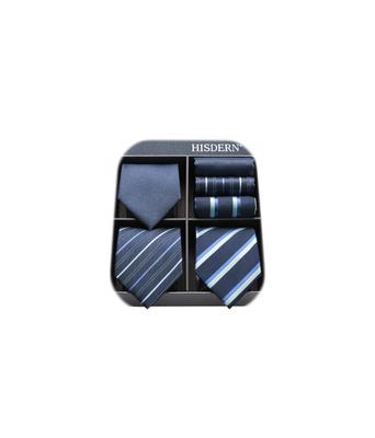 [HISDERN] Business Tie Set, Red, Wedding Tie, 3-Piece Set with Pocket Square, Men's Blue, Stylish, Formal Wear, Brand, Gift, Father's Day T3-01