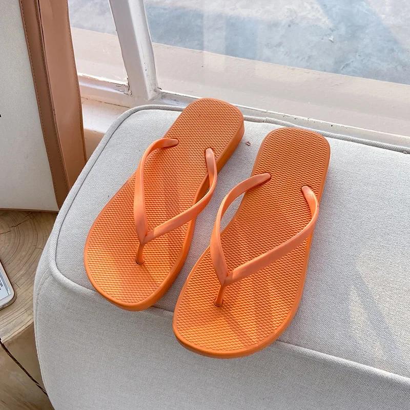 Women Summer Flip Flop Slippers Antiskid Bathroom Bathing Beach Beach Plywood Summer Cool Slippers Non-slip Breathable Fashion