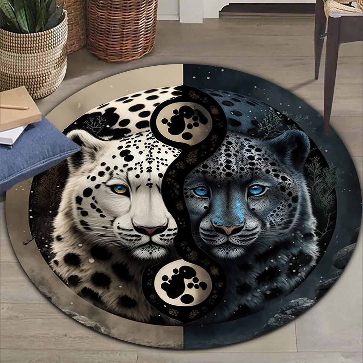 

Cheetah Print Round Area Rug Non Slip Machine Washable Floor Mat Bedroom Living Room Nursery Decor Home Carpet Diameter 60cm