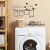 Kreskówkowa Prosta Lina do Prania i Chmura Ptak Pralnia Dekoracja Domu Naklejki Ścienne