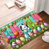 VIKAMA Premium Happy Easter Bunny Egg Tulip Design Door Mat Welcome Mat Rug For Bedroom Carpet For Living Room Home Decor