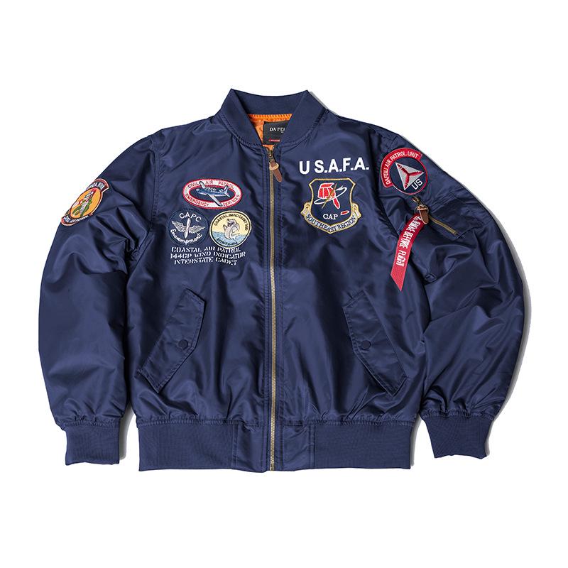Trendy 2025 American Style Men's MA-1 Air Force Pilot Jacket with Badge Embroidery for Spring/Autumn.