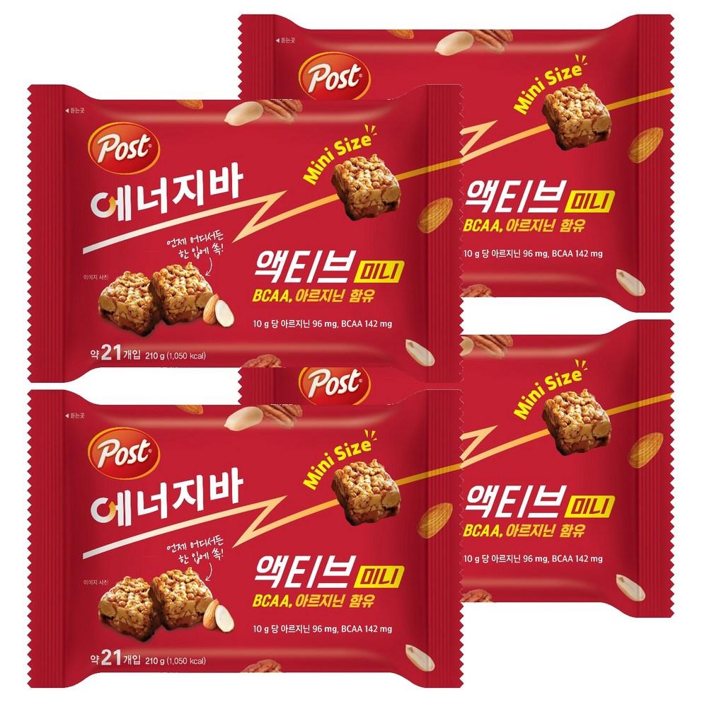 Post Energy Bar Active Mini, 210g x 4 – Korean Snack Power Pack