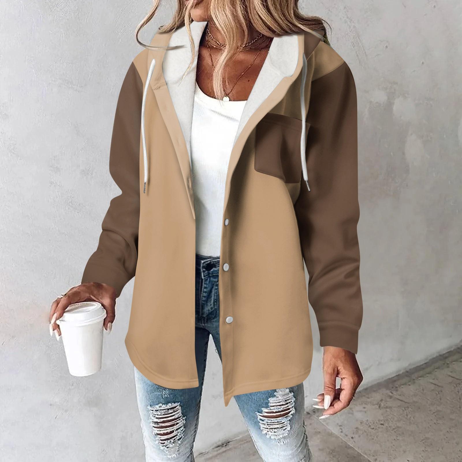 

Женское пальто, повседневная и модная композитная толстая и теплая куртка с капюшоном и принтом S коричневый