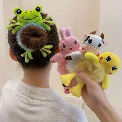 Lindos Animales de Peluche Elásticos Bandas para el Cabello Rana Gato Cuerda para el Cabello Lazos Horquillas para el Cabello Tocado Niñas Mujeres Accesorios para el Cabello