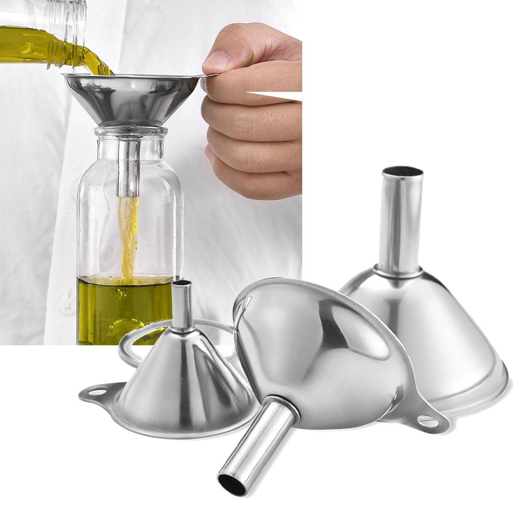 3 Pcs Stainless Steel Mini Funnels Stainless Steel Kitchen Funnel Set for Filling Small Bottles Miniature Bottles