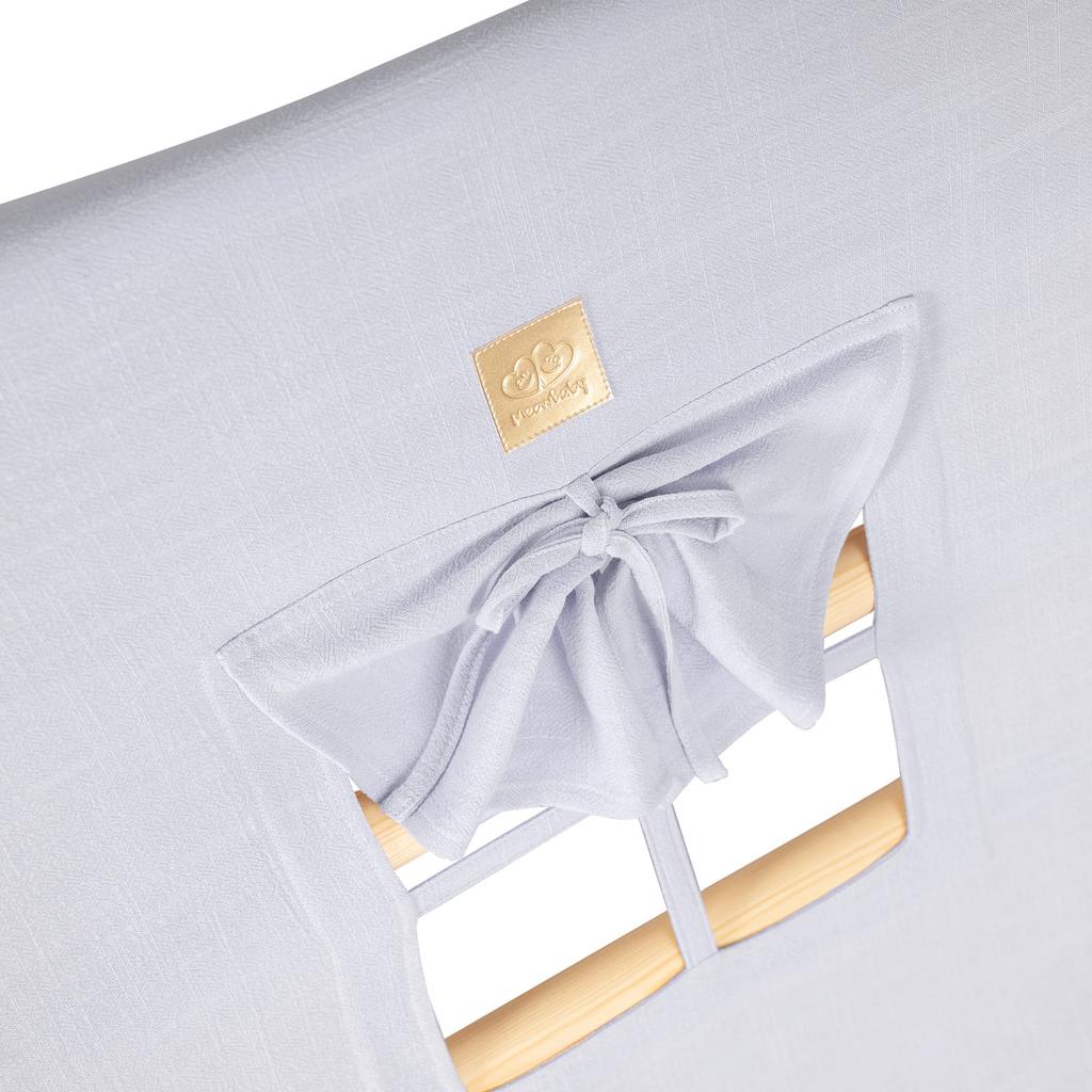 MeowBaby ® A House for Children with a Ladder 68x61x60 Cm Folding Into the Room. Wood, Linen, Viscose, Gray and Blue House