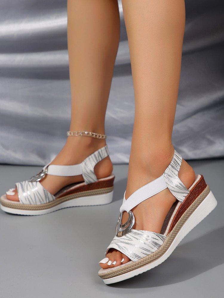 Босоножки на танкетке большого размера для женского лета новые с круглой пряжкой TEUM 36 2459₽