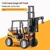 1:24 Alloy Construction Crane & Warehouse Forklift Model Diecast Children'S Engineering Toy Car Simulation Sound Light Toy Gift