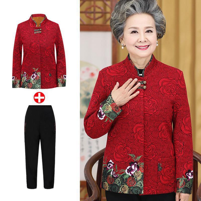 Spring and Autumn Jacket Set for Mature Women (Ages 60-80) – Grandma Style