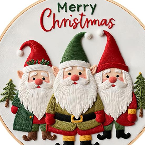Christmas Cross Stitch Kit for Beginners Embroidery DIY Material Package with Hoops Colored Threads