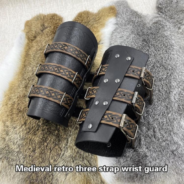 2lots Gothicism Leather Wristband Medieval Armors Bracers Unisex Wrist Bracers for Cosplayers and History