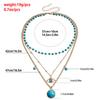 Retro ethnic style turquoise collarbone necklace, simple metal eyes stacked necklace