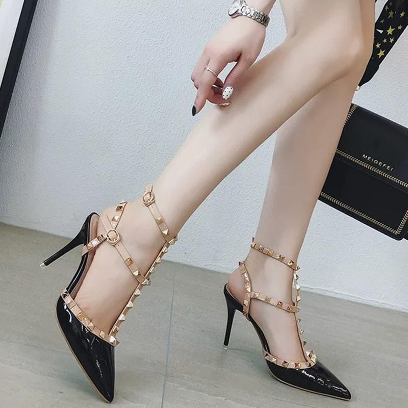 Women's High Heels Pointed Toe Stiletto Heel Chic High Prom Heel Pumps With Rivets