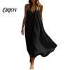 Slim Fit Summer Dress Women's Spaghetti Strap Beach Sundress, Sleeveless V Versatile Holiday Neck Cami Dress, Loose Flowy Vacation Long
