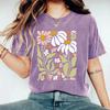Women's Washed and Aged Floral Round Neck Loose Short Sleeve Casual Top