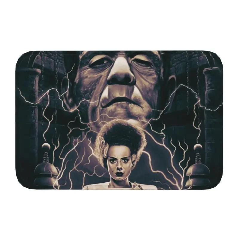 Custom Bride Of Frankenstein Kiss Doormat Anti-Slip Entrance Floor Door Mats Science Fiction Horror Film Room Rug Carpet Footpad