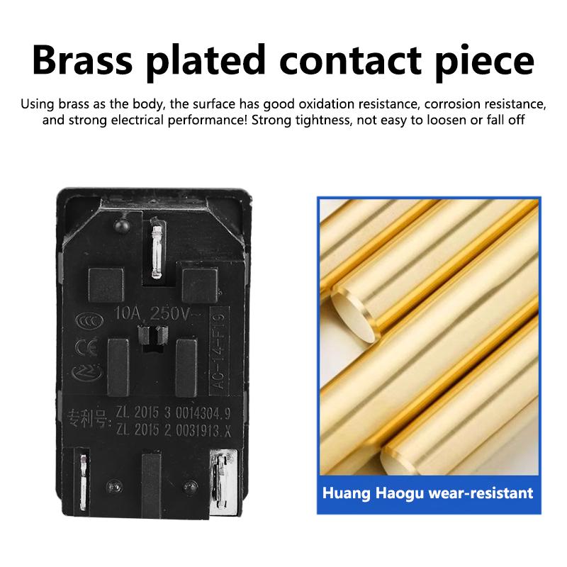 10A 250V Red LED KCD3 Rocker Switch 3 Pins lEC320 C14 Panel Mounted AC Inlet Module Power Socket Connector Plug