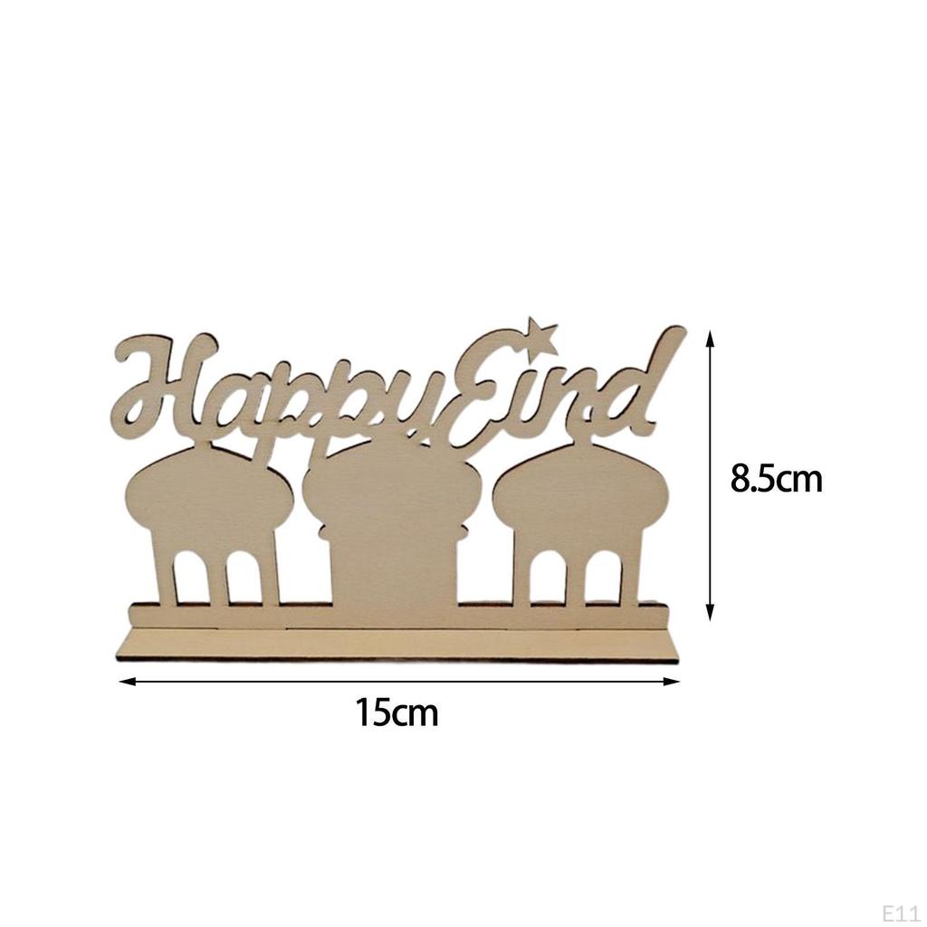 Creative Eid Mubarak Decoration, Islamic Muslim Ramadan Ornament Art Crafts Wooden Slice DIY for
