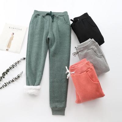 Warme Samt-Winterhose für Damen, Kaschmir, dick, lässige Baumwollhose, Sport, gerades Bein, kältebeständig, Haremshose