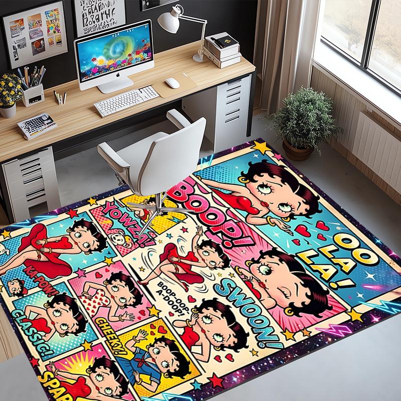 Betty Boop Pattern Rug, Indoor/Outdoor Mat, for Picnic, Gameroom, Bedroom, Office, Living Room, Home Decor Carpet, Birthday Gift