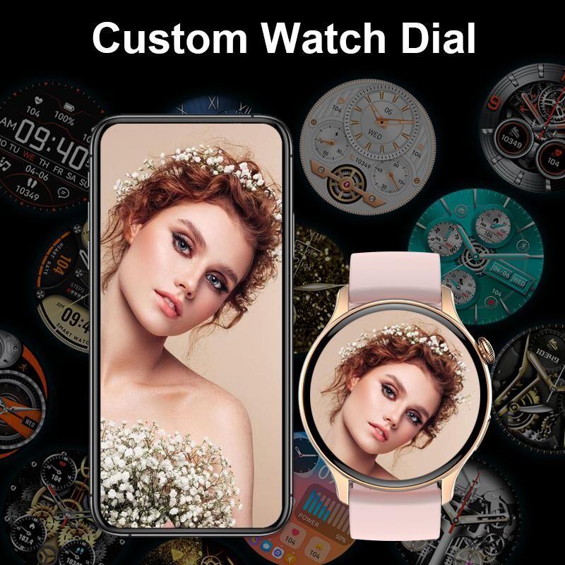 SACOSDING AMOLED Smart Watch Women Always On Display Clock Bluetooth Call Voice Control IP68 Waterproof Fitness Bracelet Smartwatch Women