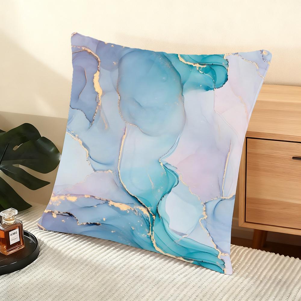 M-Marble Cushion Cover Soft Short Plush Pillow Cover Smooth Cozy Texture Aesthetic Cushion Case Home Decor
