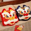 Chinese Gold Ingot Plush Cushion Dancing Lion Koi Fish Embroidery Pillow  Party