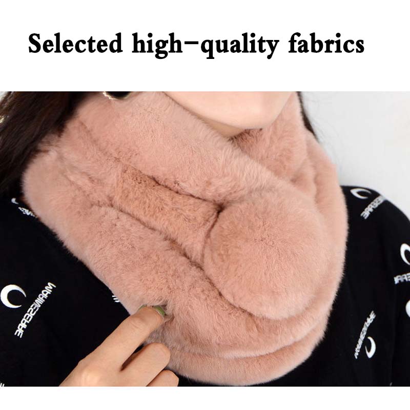 Dámsky zimný teplý šál Móda All-match Thickening Plus Velvet Faux Fur Scarf Women