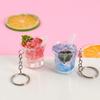 Handmade Taiwan Fruit Juice Ice Cup Keychain - Cold Drink Charm Toy