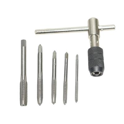 3-6mm T Shaped Tap Wrenches Set with 5 Hand Tap for 3-8 Threading On Metal and Wood