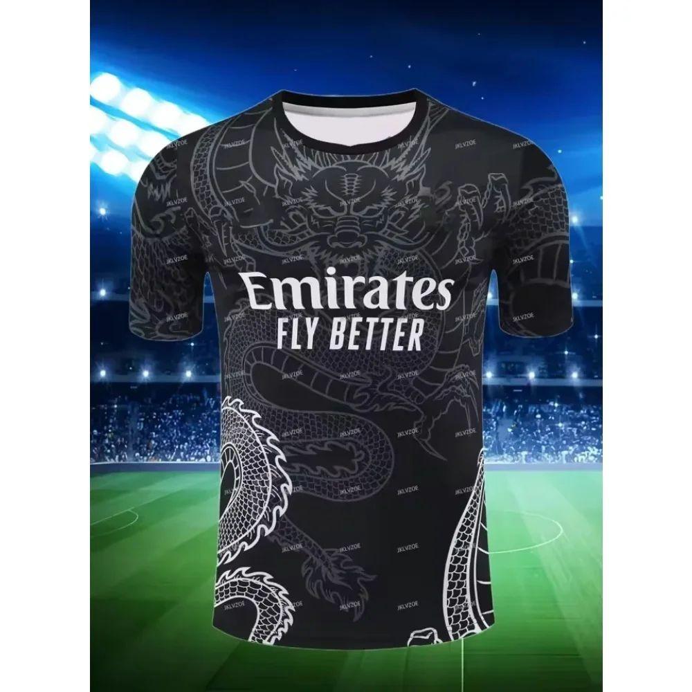 New Men's Football Training Quick Drying Jersey Breathable Round Neck T-shirt Letter Printed Outdoor Top