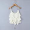 Retro-Chic-Top mit V-Ausschnitt, Stickerei und Lochmuster
