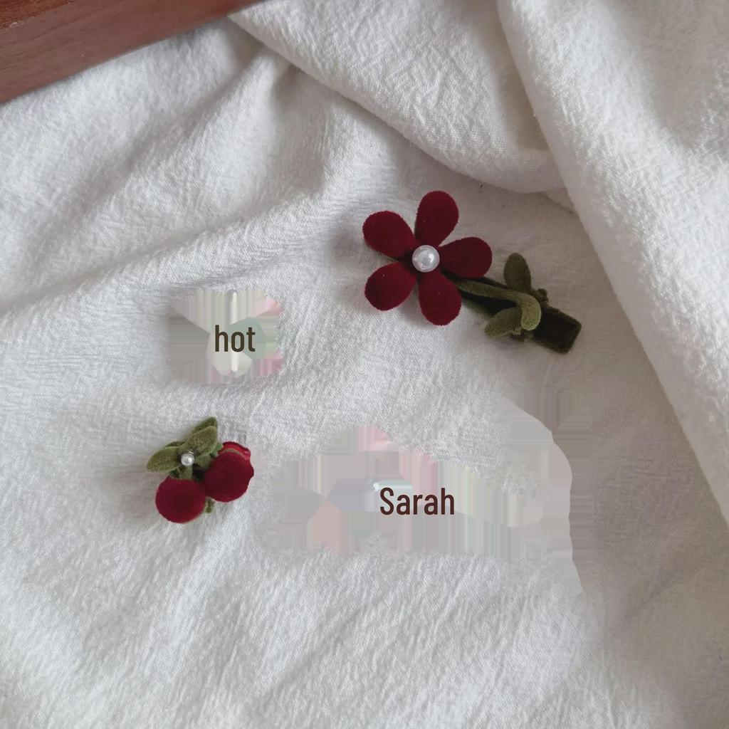 2024 Exquisite Flocking Floral Bangs Clip - Cute Autumn/Winter Side Hairpin