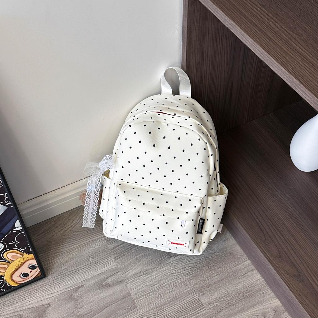 Schoolbag Japanese small fresh schoolbag female college student fashion polka dot printed backpack lightweight large capacity junior high school 
