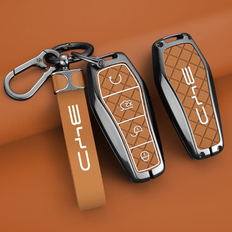 NEW Zinc Alloy Leather Car Remote Key Case Cover For BYD Atto 3 Han EV Dolphi Tang Dm Qin PLUS Song Pro MAX Yuan Accessories