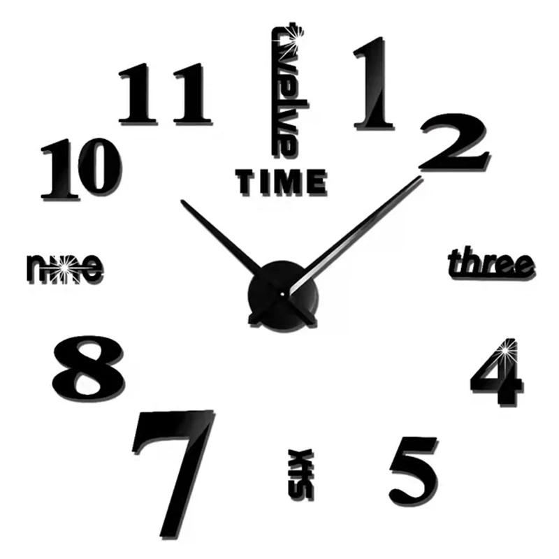 2D/3D Large Roman Numeral Acrylic Mirror Wall Clock Sticker Fashion DIY Quartz Clocks Watch Home Decoration Living Room Stickers