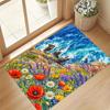 1pc, 2D Flat Printing, Seaside Flower Field Scenery Floor Mat, Non-Slip Carpet for Living Room, Bedroom, And Entryway, Machine Washable And Easy To Cl
