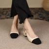 Xiaoxiangfeng Baotou Sandals Women's 2025 New Summer Versatile French Medium Heel Back Empty Women's Shoes Thick Heel Color Matching Shoes