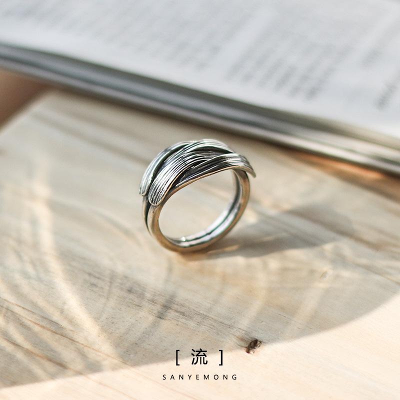 Bague rétro superposée pour homme Couleur argent Punk Gothique Bague ouverte réglable Fait main Rock Accessoires Unisexes Cadeau Homme