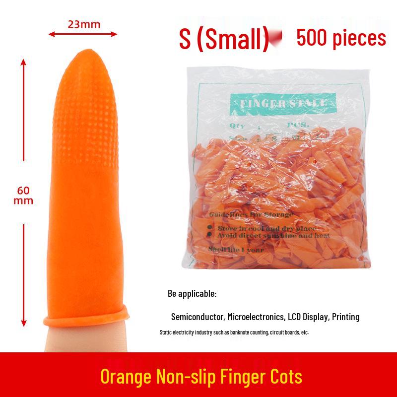 Orange Thickened Latex Finger Protectors - Disposable, Anti-Slip, Anti-Static, 500g for Beauty & Money Counting.